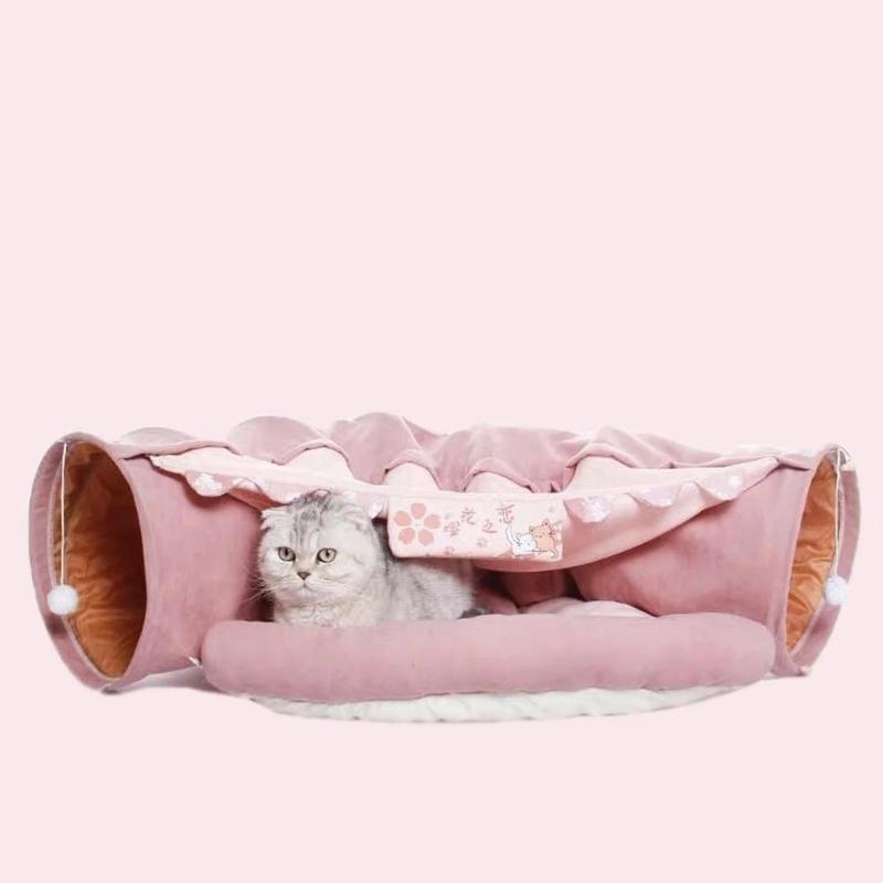 Cherry Blossom Cat Tunnels with Removable Cat Bed