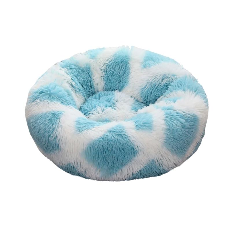 Chevron Calming Round Plush Pet Donut Bed