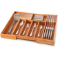 Adjustable Bamboo Silverware Drawer Organizer with Two Removable Knife Blocks - Western Nest, LLC