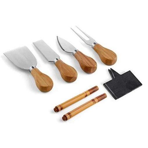 Cheese Board Set with Slide Out Drawer, Includes - 4 Knifes - 3 Slates, 2 Chalks
