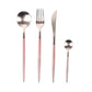 Silver and Pink 24-Piece Dinnerware Cutlery Set - Western Nest, LLC