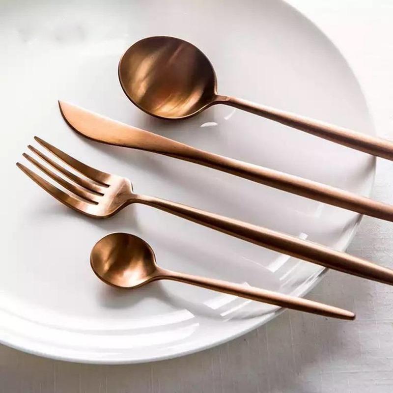 Rose Gold 24-Piece Dinnerware Cutlery Set - Western Nest, LLC