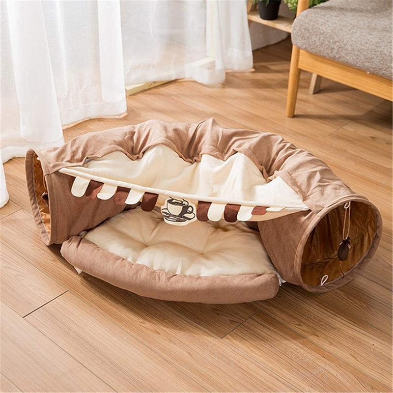 Purr Cafe Cat Tunnel with Removable Cat Bed
