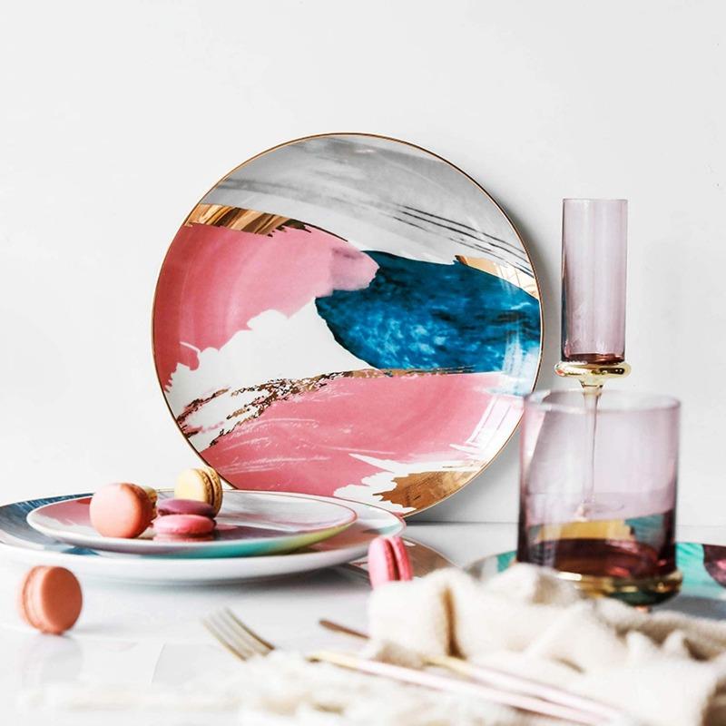 Abstract Watercolor Dinner and Serving Plates - Western Nest, LLC
