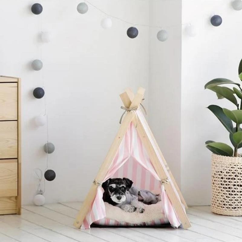 Boho Chic Dog Tent With Super-Soft Dog Cushion - Western Nest, LLC