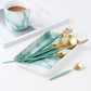 Gold and Turquoise 24-Piece Dinnerware Cutlery Set