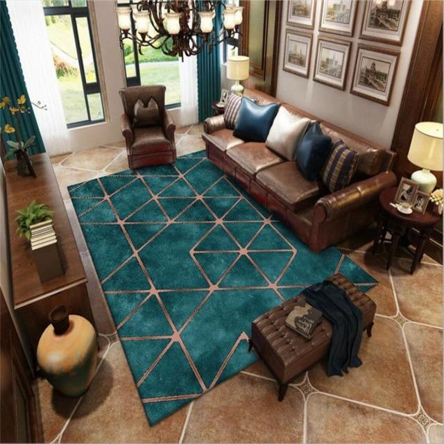 Kamalei - Modern Living Room Turquoise Carpet - Western Nest, LLC