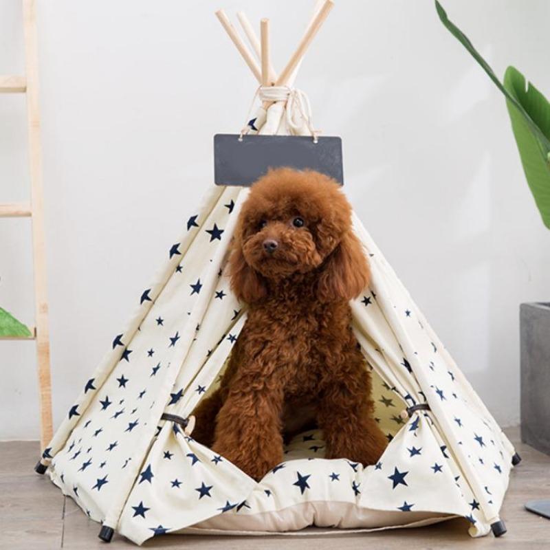 Modern Boho Dog Teepee with Plush Dog Bed Cushion - Western Nest, LLC