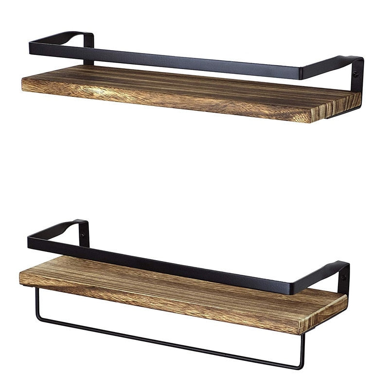 Wood Shelf with Towel Bar - Western Nest, LLC
