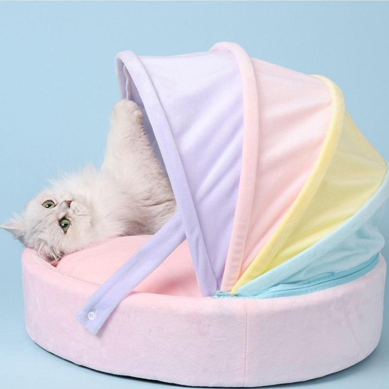 Rainbow Canopy Cat Bed with Removable Cat Cushion - Western Nest, LLC