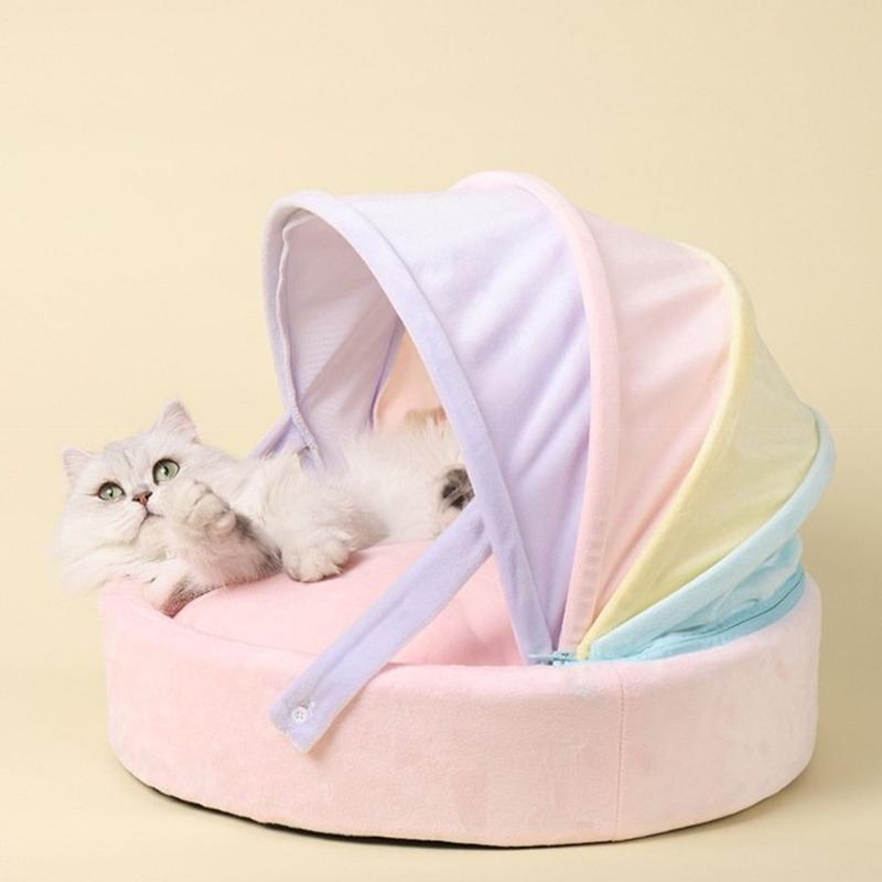 Rainbow Canopy Cat Bed with Removable Cat Cushion - Western Nest, LLC