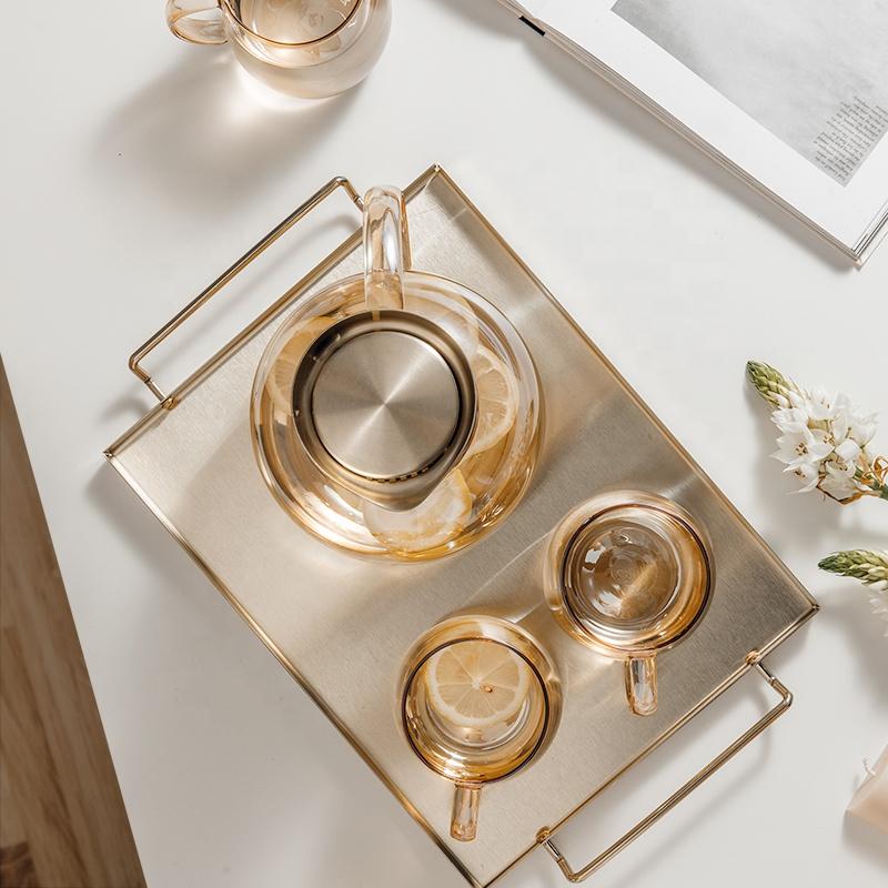 Champagne Gold Glass Teapot Set