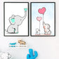 Elephant Love Balloon Poster