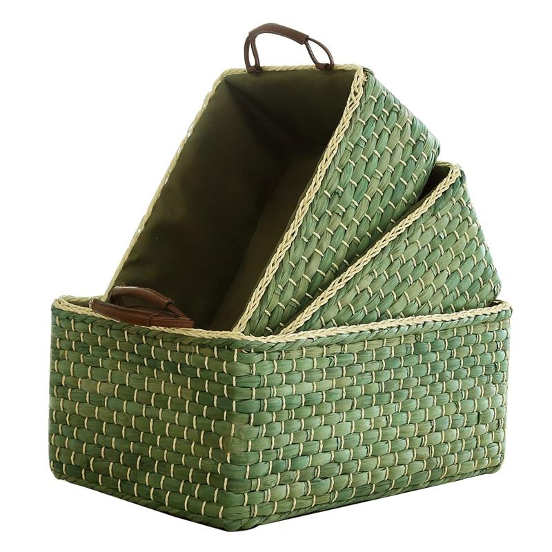 Green Farmhouse Woven Storage Baskets - Western Nest, LLC