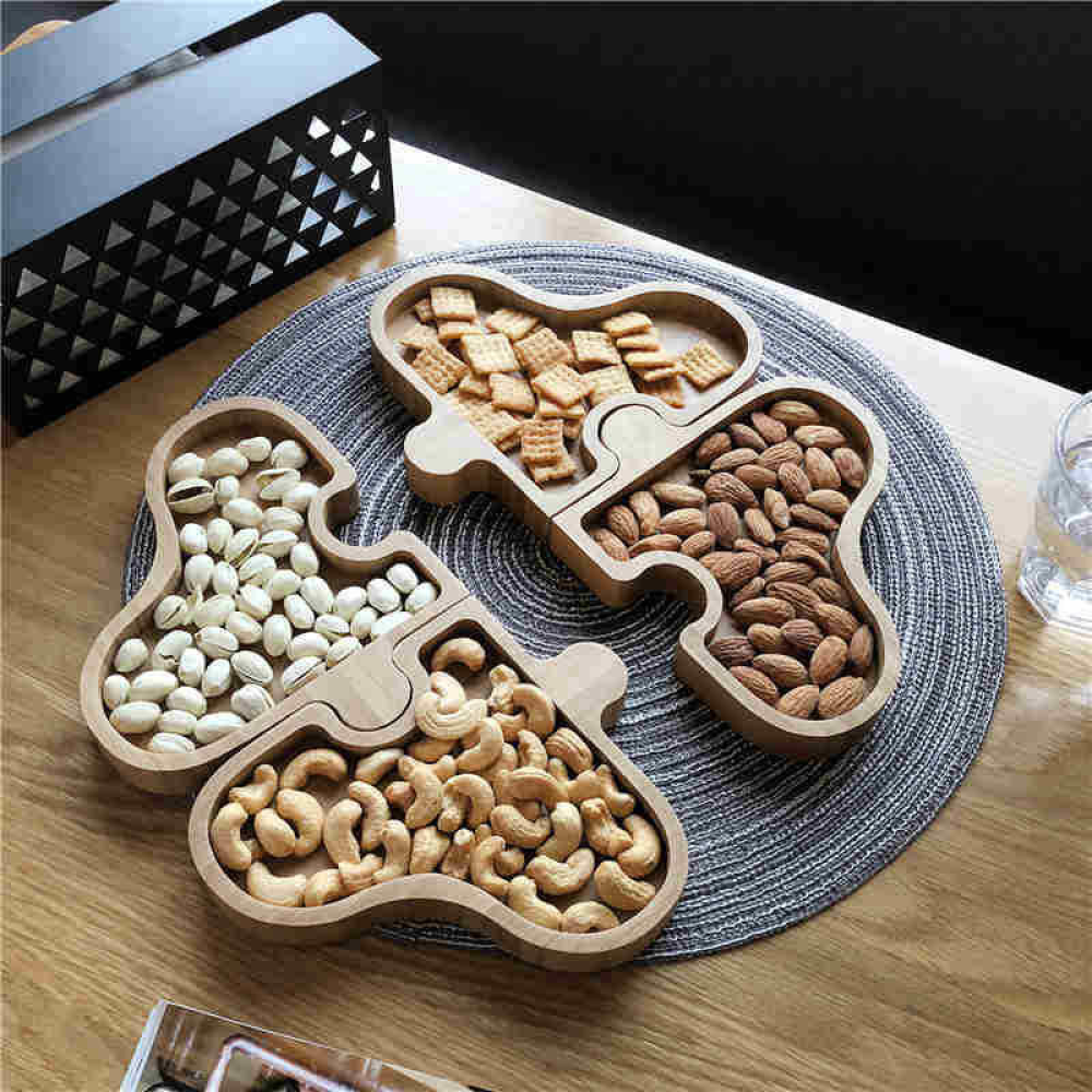 Allan Autism Awareness Puzzle Wood Snack Tray - Western Nest, LLC