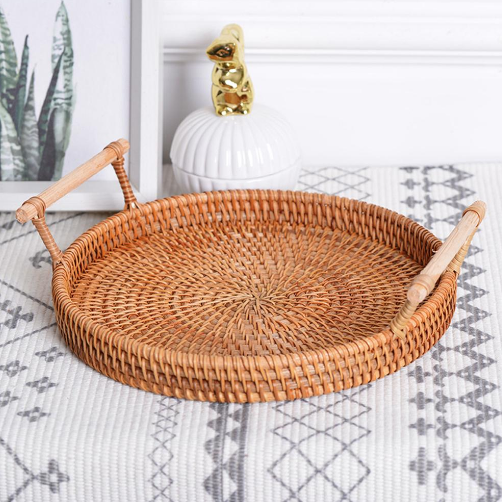Le Naturale Round Rattan Tray - Western Nest, LLC
