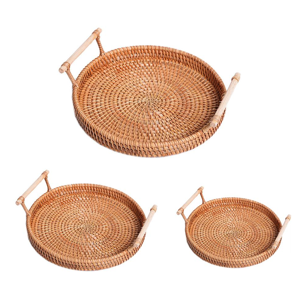 Le Naturale Round Rattan Tray - Western Nest, LLC