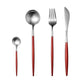 Silver and Red 24-Piece Dinnerware Cutlery Set - Western Nest, LLC