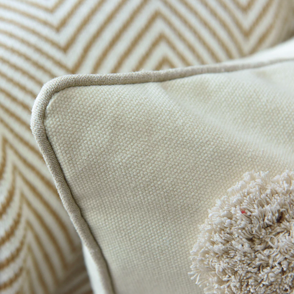 Ivory and Dots Tassels Moroccan Pillow Cover