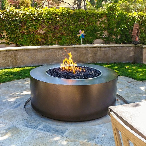 The Outdoor Plus 42" Occasional Height Florence GFRC Concrete Round Liquid Propane Fire Pit OPT-FL42-ASH-LP