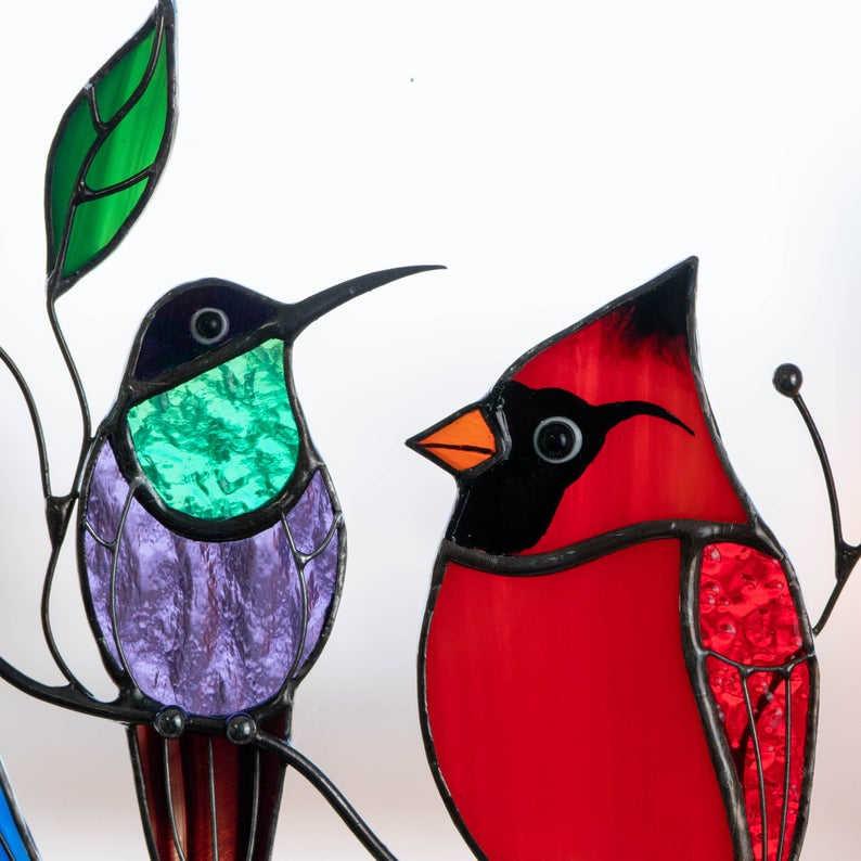 Birds Stained Glass Window Hangings - Western Nest, LLC