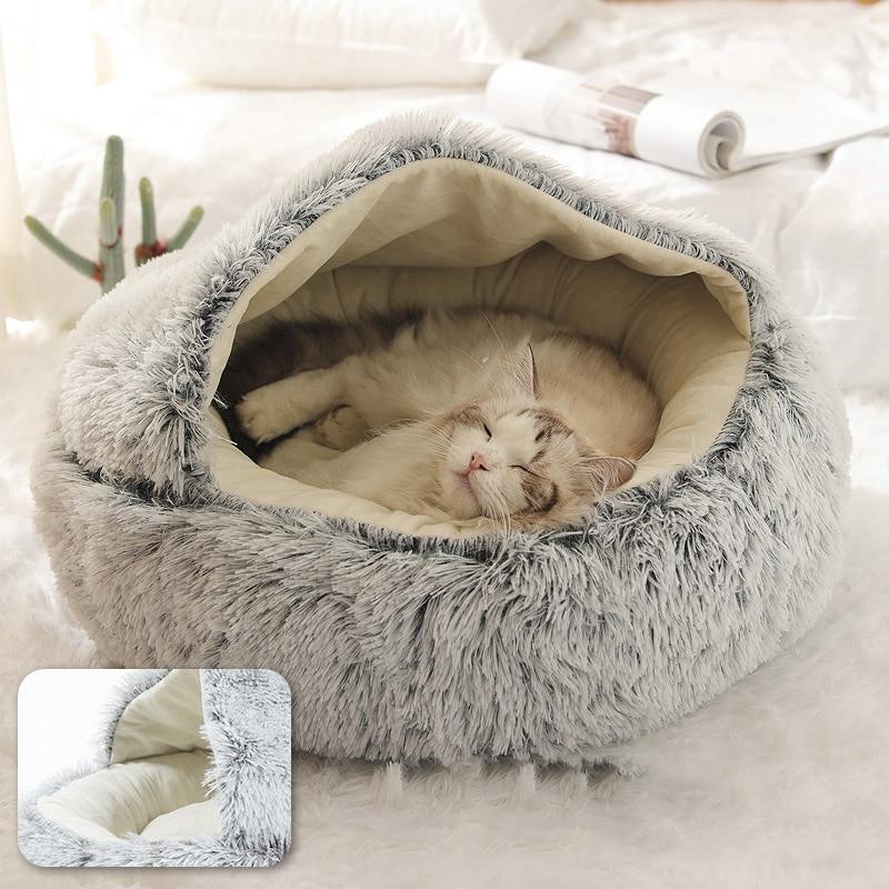 Round Plush Calming Cat Cave - Western Nest, LLC