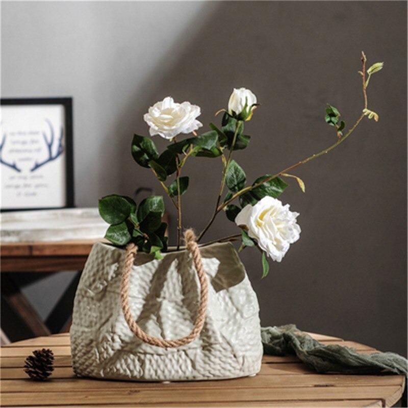 Borsa Floral Ceramic Tote Bag Vase