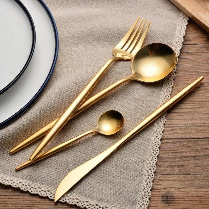 Gold 24-Piece Dinnerware Cutlery Set - Western Nest, LLC