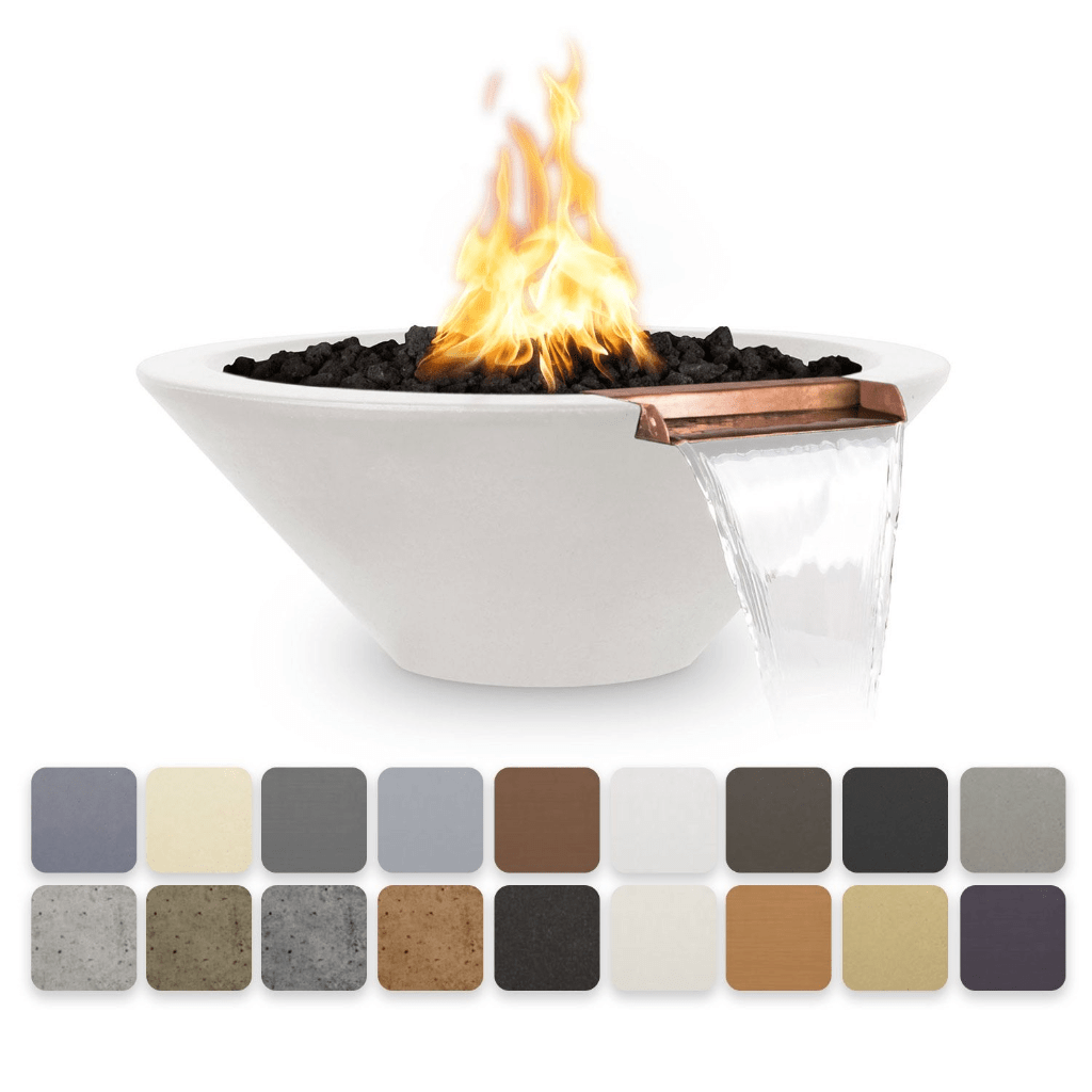 Fire and Water Bowl Match Lit / Natural Gas / Ash The Outdoor Plus 24" Cazo GFRC Concrete Round Fire and Water Bowl