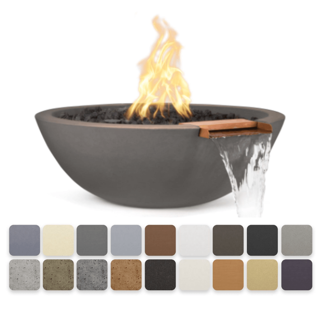 Fire and Water Bowl Match Lit / Natural Gas / Ash The Outdoor Plus 27" Sedona GFRC Concrete Round Fire and Water Bowl
