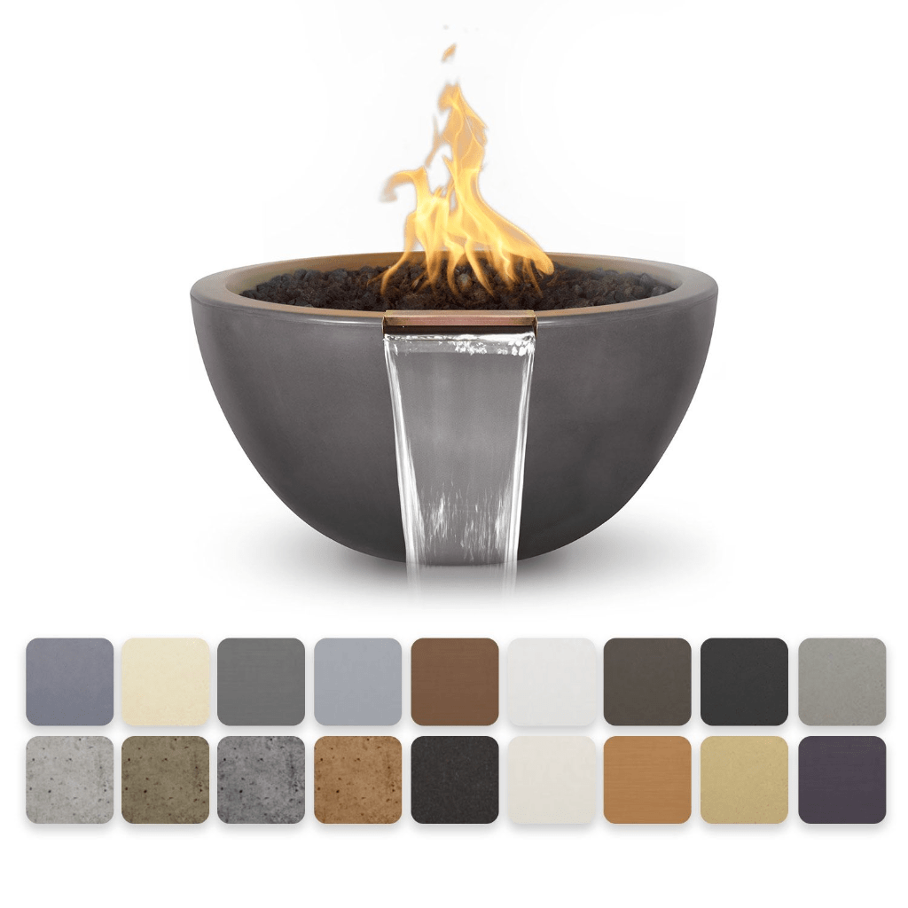 Fire and Water Bowl Match Lit / Natural Gas / Ash The Outdoor Plus 30" Luna GFRC Concrete Round Fire & Water Bowl