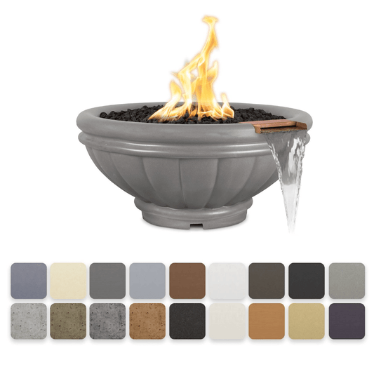 Fire and Water Bowl Match Lit / Natural Gas / Ash The Outdoor Plus 36" Roma GFRC Concrete Round Fire & Water Bowl