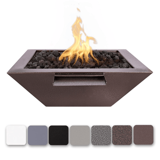 Fire and Water Bowl Match Lit / Natural Gas / Black The Outdoor Plus 30" Maya Powder Coated Steel Square Fire & Water Bowl