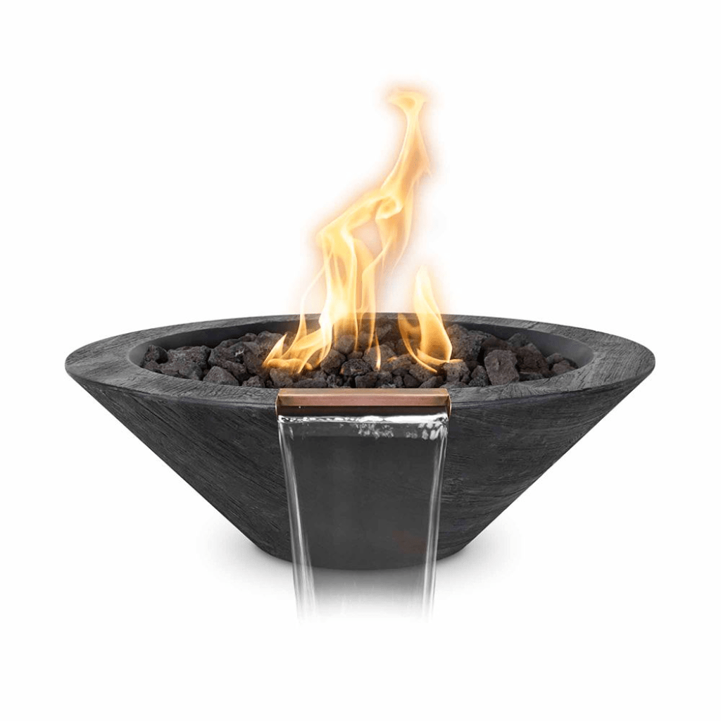 Fire and Water Bowl Match Lit / Natural Gas / Ebony Copy of The Outdoor Plus 24" Maya GFRC Wood Grain Concrete Square Fire & Water Bowl