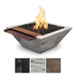 Fire and Water Bowl Match Lit / Natural Gas / Ebony The Outdoor Plus 30" Maya GFRC Wood Grain Concrete Square Fire & Wide Spill Water Bowl