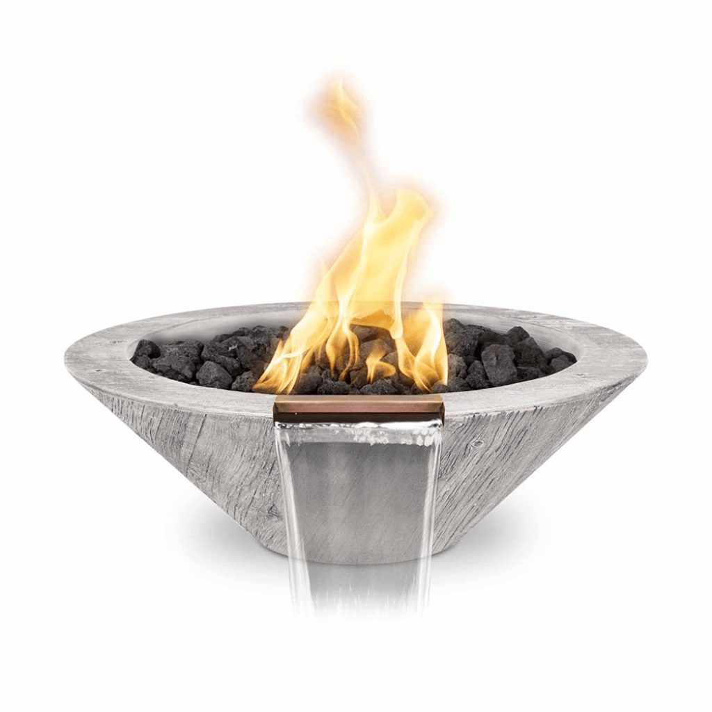Fire and Water Bowl Match Lit / Natural Gas / Ivory Copy of The Outdoor Plus 24" Maya GFRC Wood Grain Concrete Square Fire & Water Bowl
