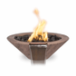 Fire and Water Bowl Match Lit / Natural Gas / Oak The Outdoor Plus 32" Cazo GFRC Wood Grain Concrete Round Fire & Water Bowl