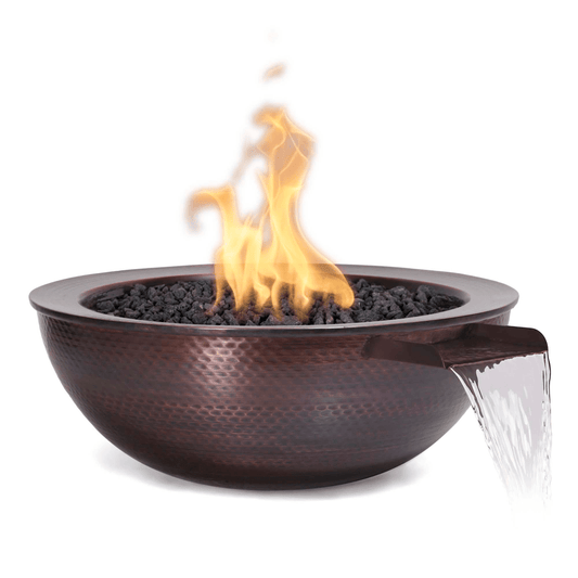 Fire and Water Bowl Match Lit / Natural Gas The Outdoor Plus 27" Sedona Hammered Copper Round Fire & Water Bowl