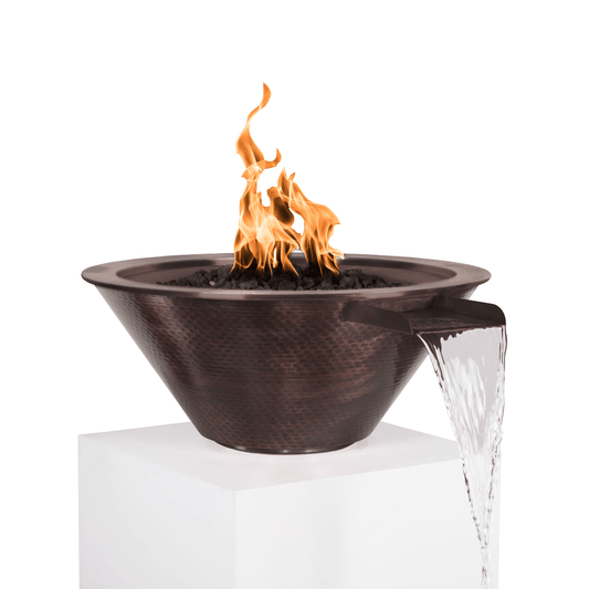 Fire and Water Bowl Match Lit / Natural Gas The Outdoor Plus 30" Cazo Hammered Copper Round Fire & Water Bowl