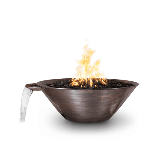 Fire and Water Bowl Match Lit / Natural Gas The Outdoor Plus 31" Remi Hammered Copper Round Fire & Water Bowl