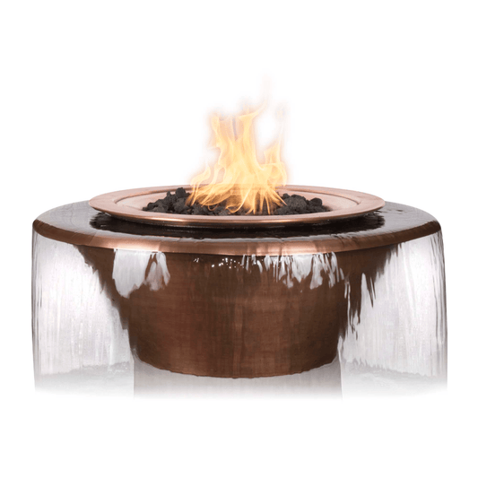 Fire and Water Bowl Match Lit / Natural Gas The Outdoor Plus 36" Cazo Hammered Copper 360° Spill Round Fire & Water Bowl
