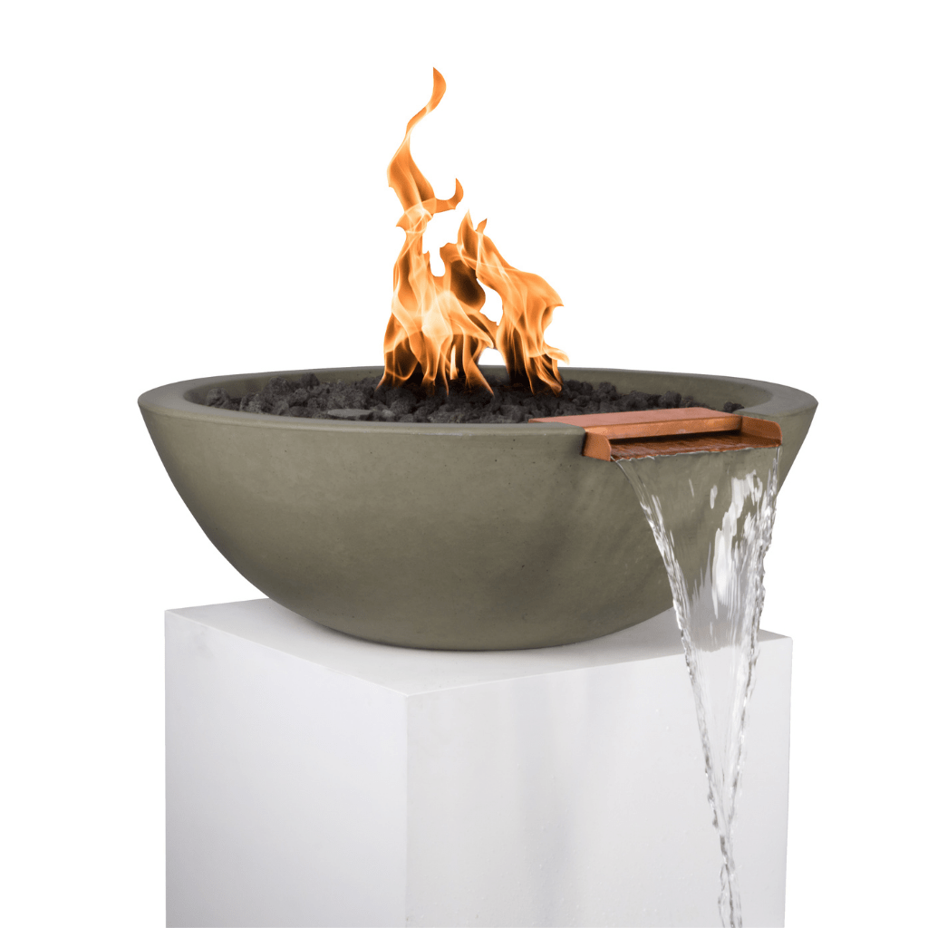 Fire and Water Bowl Natural Gas / Ash The Outdoor Plus 27" OPT-RFW Series Sedona GFRC Match Lit Round Fire and Water Bowl