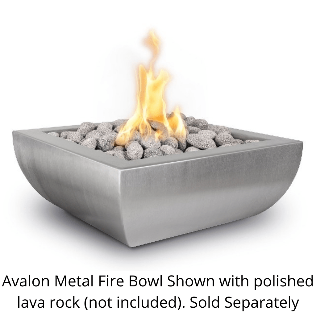 Fire and Water Bowl Stainless Steel / Match Lit / Natural Gas The Outdoor Plus 36" Avalon Hammered Copper & Stainless Steel Square Fire Bowl