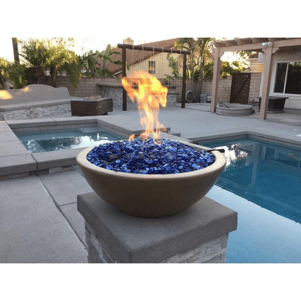 Fire and Water Bowl The Outdoor Plus 27" Sedona GFRC Concrete Round Fire and Water Bowl