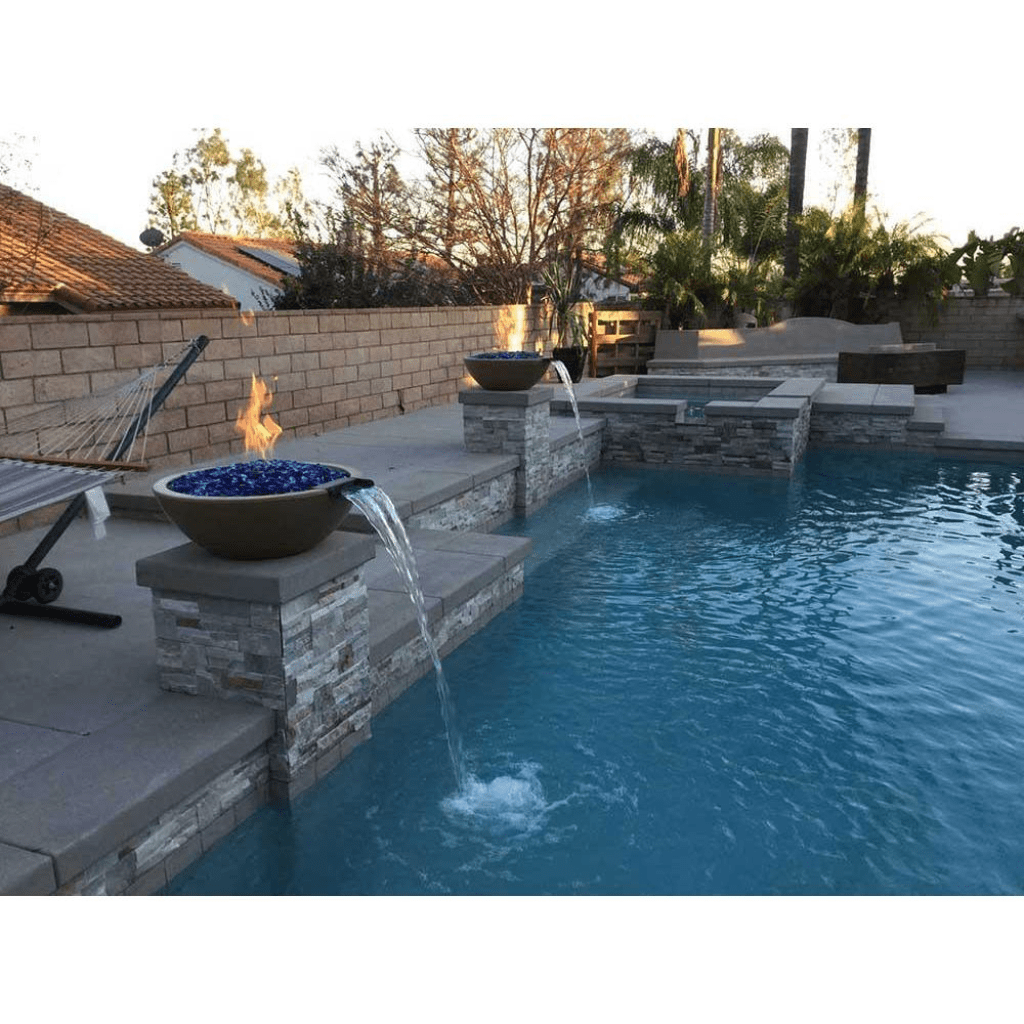 Fire and Water Bowl The Outdoor Plus 27" Sedona GFRC Concrete Round Fire and Water Bowl