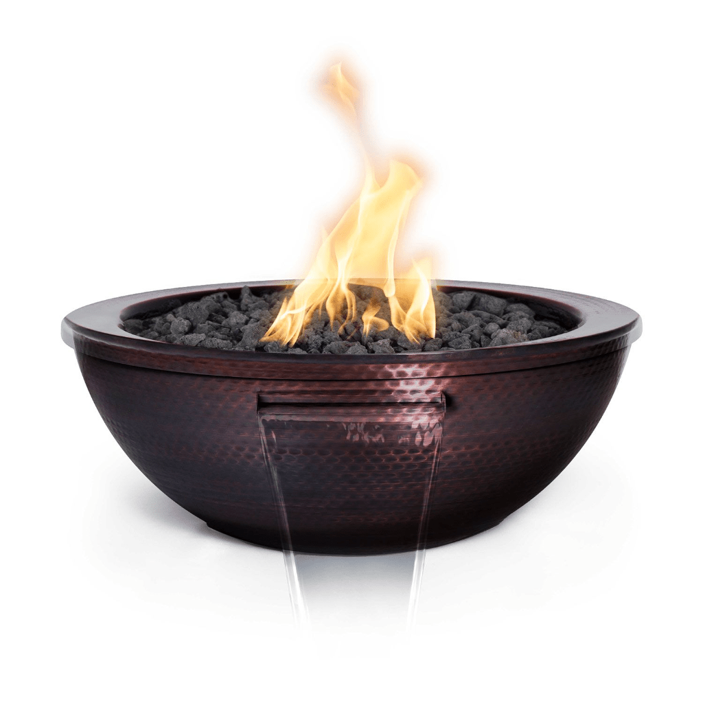 Fire and Water Bowl The Outdoor Plus 27" Sedona Hammered Copper Round Fire & Water Bowl