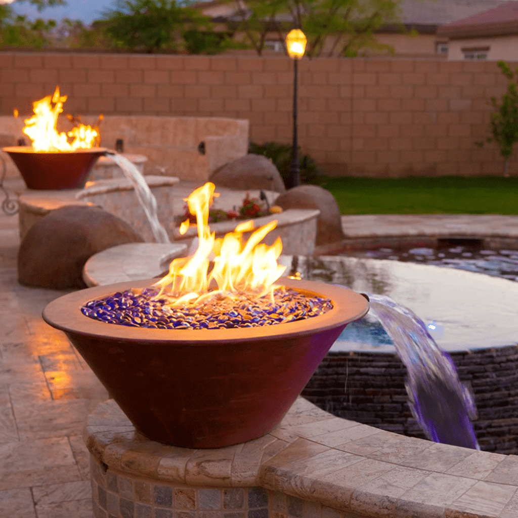 Fire and Water Bowl The Outdoor Plus 30" Cazo Powder Coated Steel Round Fire & Water Bowl