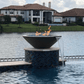 Fire and Water Bowl The Outdoor Plus 31" OPT-RFW Series Cazo GFRC Match Lit Round Fire and Water Bowl