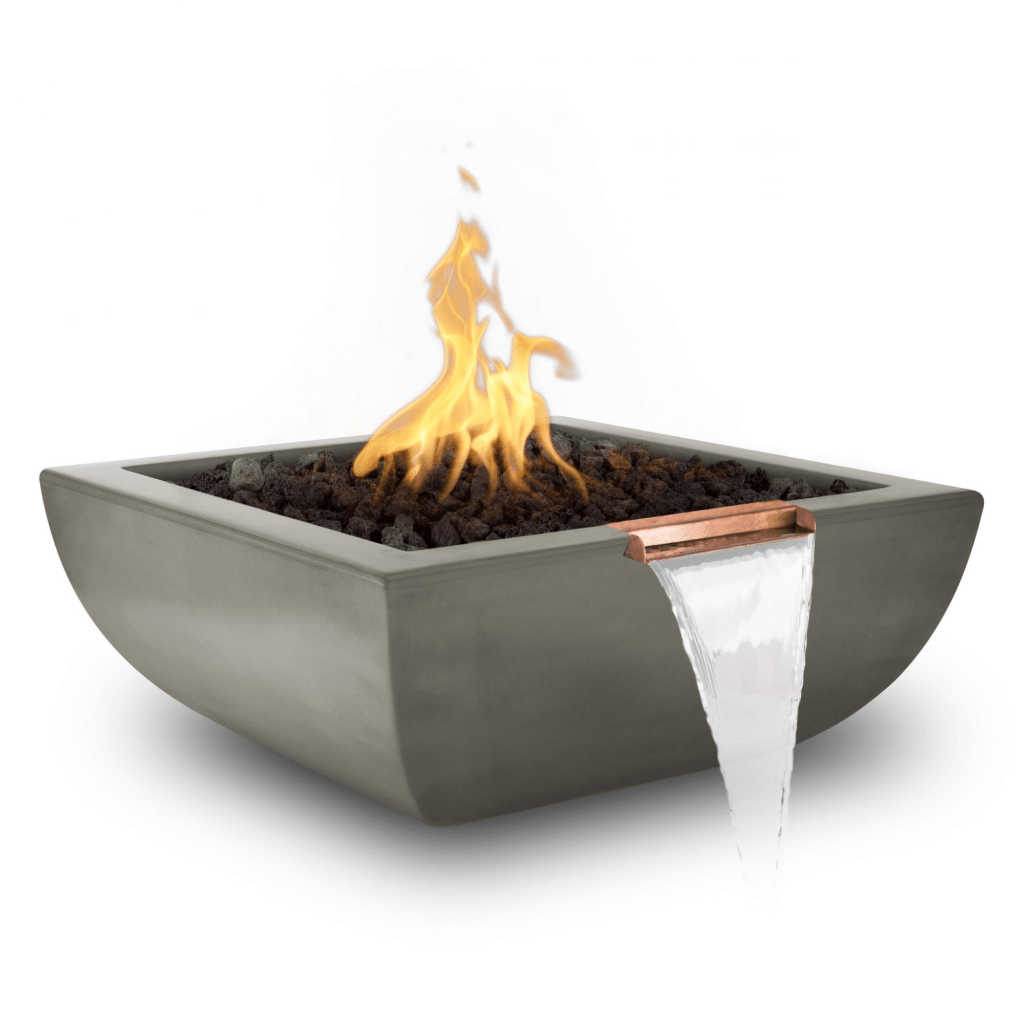 Fire and Water Bowl The Outdoor Plus 36" Avalon GFRC Concrete Square Fire & Water Bowl