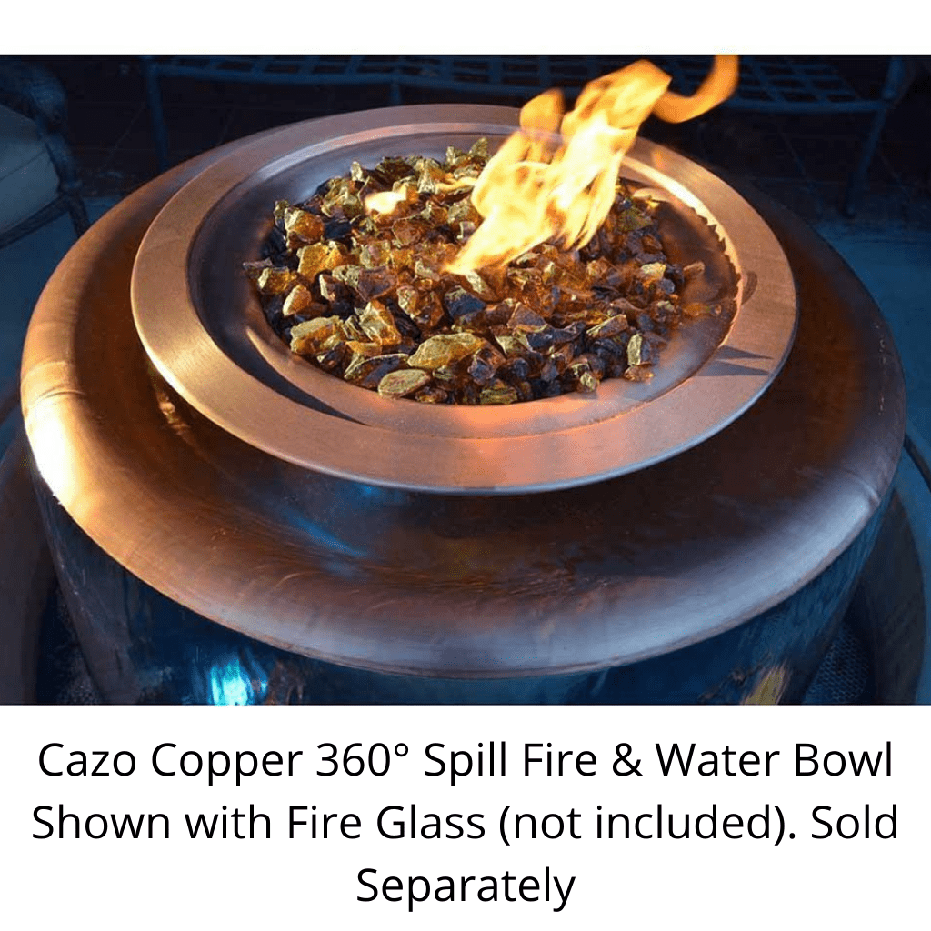 Fire and Water Bowl The Outdoor Plus 36" Cazo Hammered Copper 360° Spill Round Fire & Water Bowl